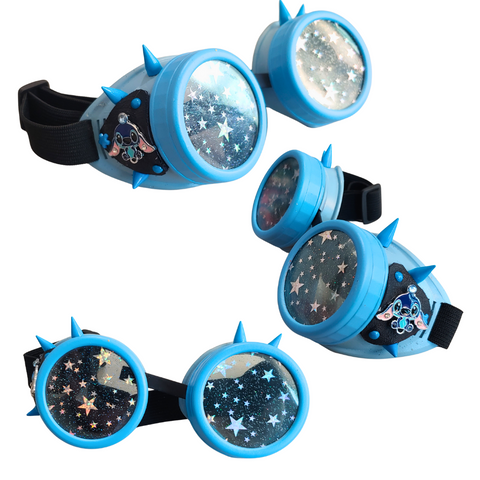 Blue Star Stitch Goggles Steampunk Eyewear Handmade Cosplay Halloween Festival