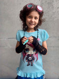 Black Skull Mesh Arm Warmers Fingerless Gloves for Kids and Adults