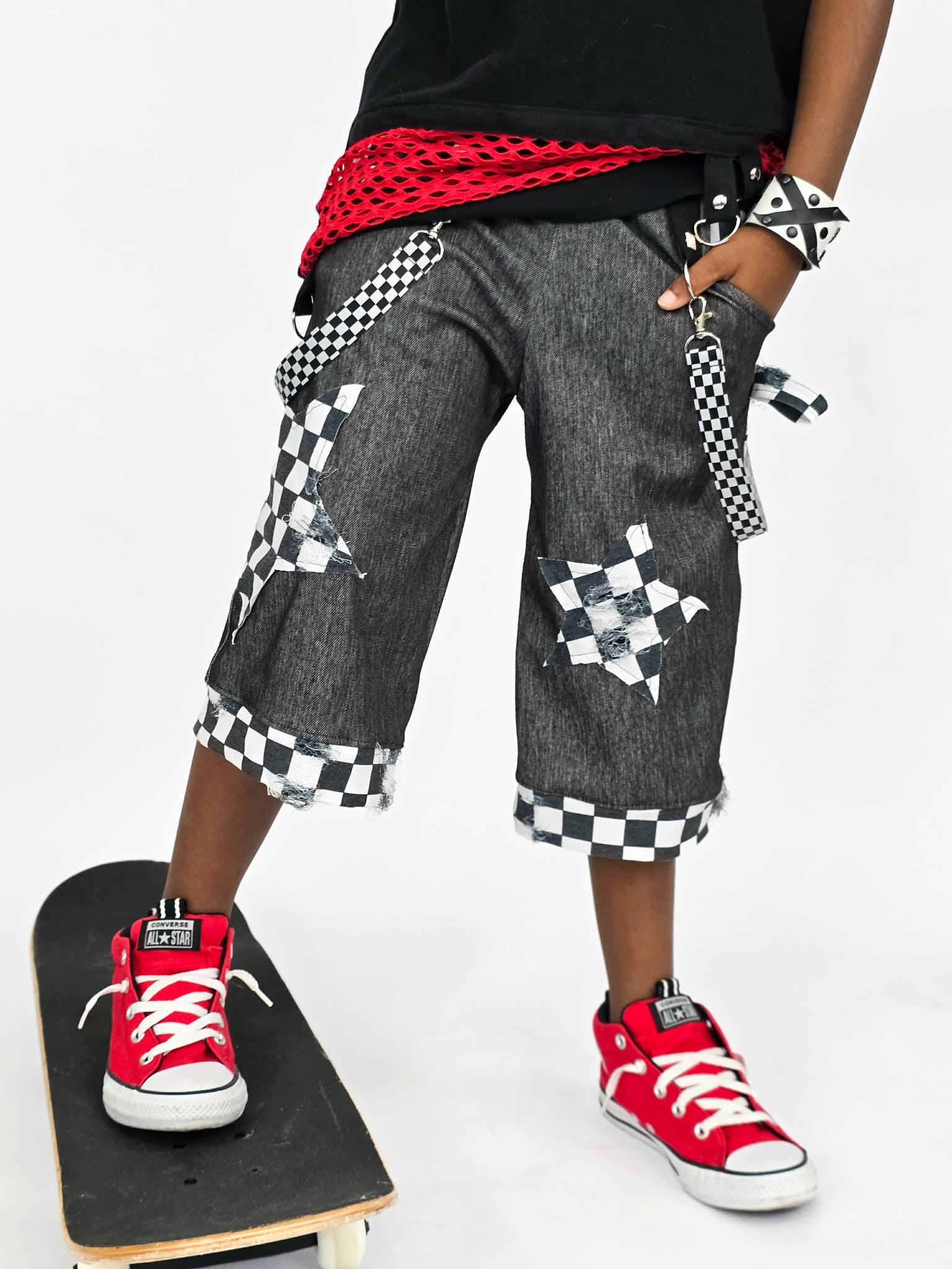 Punk Z-Crew Long Shorts Jorts for Kids and Adults 90's baggy skater st