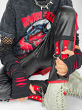Punk Kids Pants Vegan Leather Extra Detail Pockets Metal Chains Straps Choice of Colors