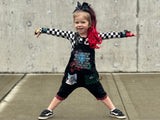 Punk style GRAFFITI overalls for kids ooak custom color options