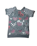 Valentine Heart Top for boys girls unisex kids checks red black long or short sleeve