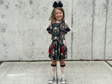 Mr and Mrs Skellington Girls  Dress Lace Hoodie Pockets Twirly Skirt Halloween Christmas Red Cream Black Handmade
