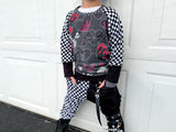 Valentine Heart Top for boys girls unisex kids checks red black long or short sleeve