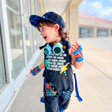 Punk style GRAFFITI overalls for kids ooak custom color options