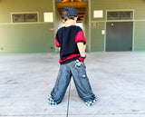 Crew Baggy Jeans for Kids and Adults 90's skater style dark denim pants  Lots of pockets Suspenders