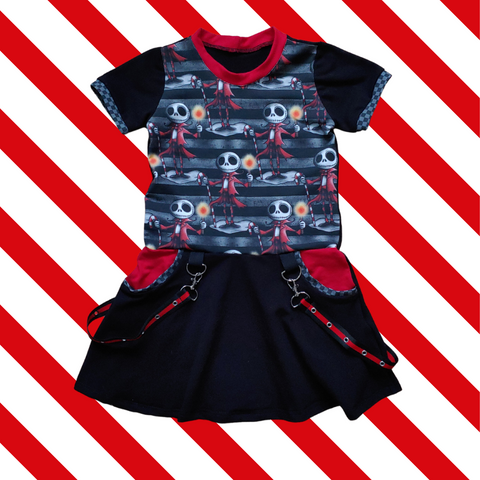 Candy Cane Jack Dress Twirly with Punk Straps for kids