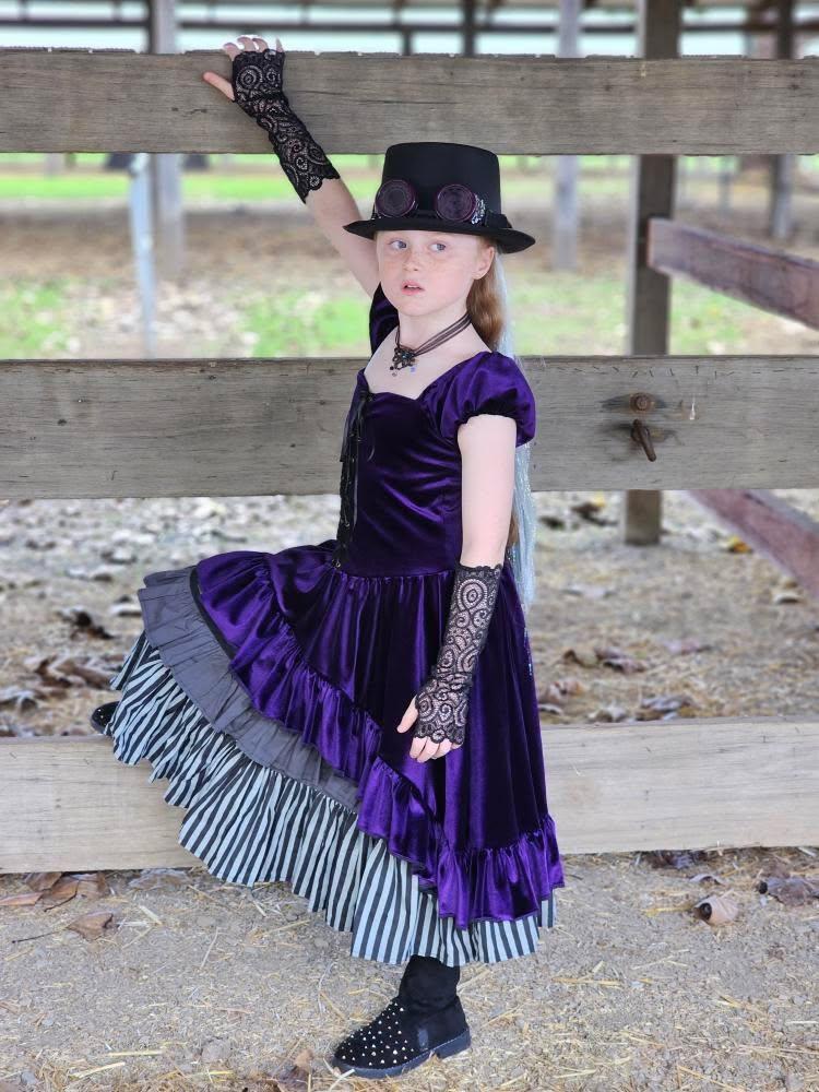 Steampunk Girl Dress Triple Ruffles Lace Up Details with Color Options –  Steampunk-Wolf-Kidz