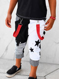 Kids Punk Star Jogger shorts Monochrome Kids mesh accents red suspender straps