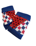 America Fingerless gloves for kids and Adults red white blue checkered with mesh