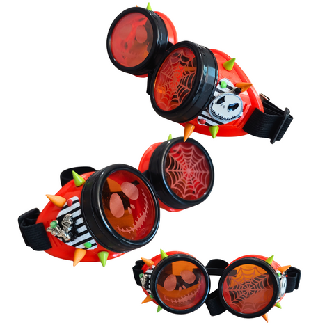 Nightmare Halloween Goggles Orange Black Jack Skeleton RTS Custom Handmade Cosplay Festival Eyewear