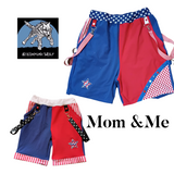 Patriotic Star Shorts for Mom Red White Blue punk striped straps mesh handmade July 4th Adult Sizes