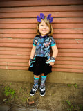Moon Moth Pocket Dress for Girls with hoodie, punk straps and twirly skirt