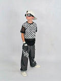 Z-Bolts Baggy Jeans for Kids and Adults 90's skater style dark denim pants with Checkered Star or Bolts patches Lots of pockets Suspenders
