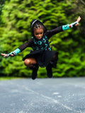 Witching Moon Pocket Dress for girls handmade twirly skirt mesh moon hoodie waxing moon Halloween handmade toddlers baby girl