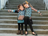 Chocolate Bunny Twirly Dress with Punk straps and hoodie for girls kids babies bunny ears Easter Teal Mocha Mousse