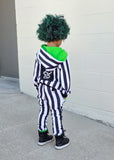 Kids Black and White Striped Skinny Pants with Punk Straps Beetlejuice Halloween costume Handmade boys girls