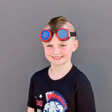 Patriotic Goggles Steampunk Red Blue USA Hand painted Custom Lenses