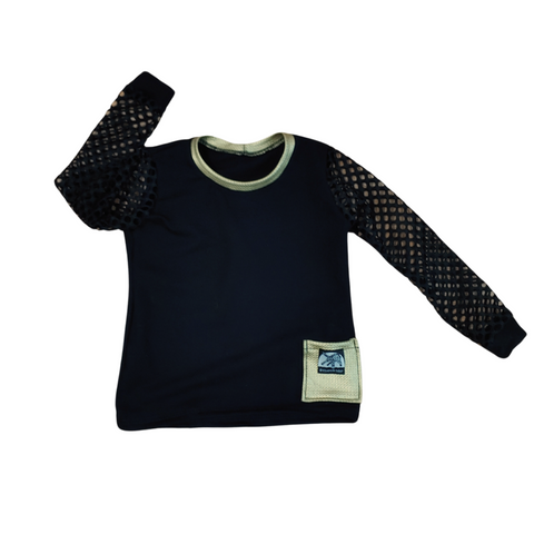 Gold and Black Mesh Shirt for Layering Unisex Boys Girls Babies