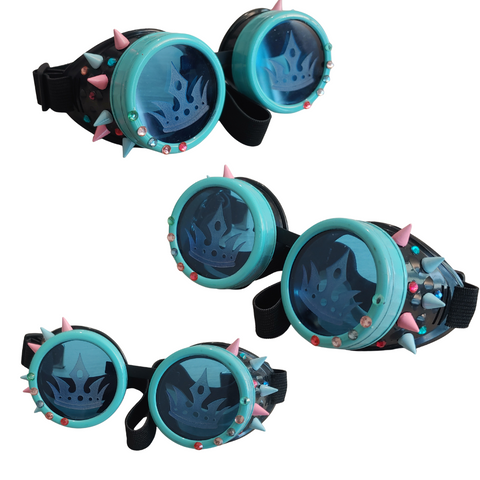 Blue and Pink Princess Goggles Cosplay Halloween Festival Spikes Crystal Blung