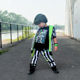 Kids Black and White Striped Skinny Pants with Punk Straps Beetlejuice Halloween costume Handmade boys girls