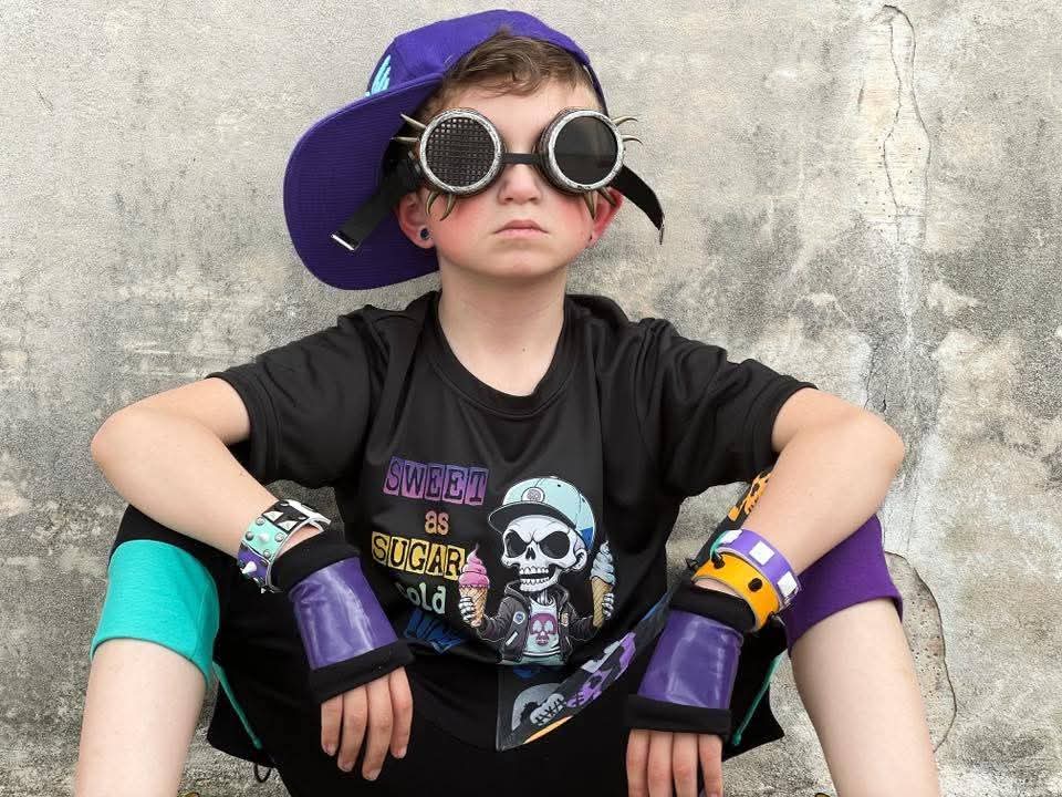 Wickedly Awesome Purple Fingerless Gloves Vegan Leather Rockstar Unisex  Adult Kids Sizes