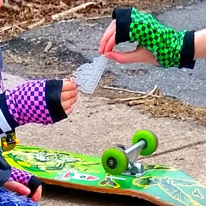 Neon Checkerboard Kids Gloves Pink or Lime Green