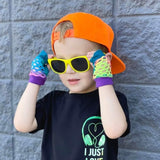 Tie Dye Rainbow Fingerless Gloves