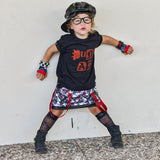 Red Plaid Skull Skirt for Girls with Vegan leather and punk straps