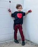Red Striped Skinny Pants with Straps Unisex Kids