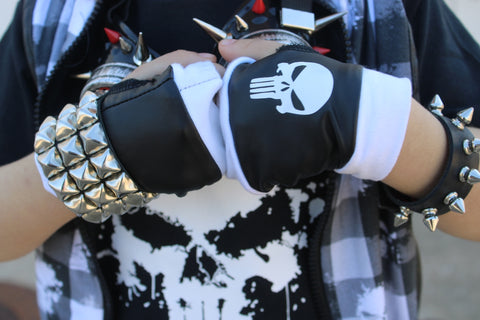 Punisher Skull fingerless gloves for kids