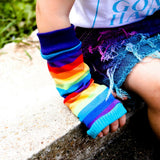 Rainbow Stripe Arm Warmers for Kids - Steampunk-Wolf-Kidz