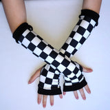 Checkered Arm Warmers Gloves Kids Adults