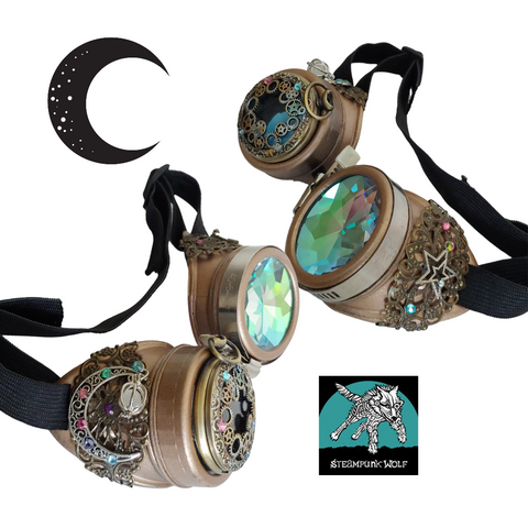 Steampunk Googles~ Moon Goddess Goggles Cosplay Raver Up-cycled