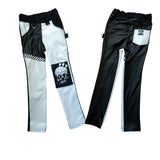 Black & White Vegan Leather Skinny Pants for kids