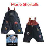 Mario Bros Black Denim Overalls for Kids-Handmade Custom Options Shortalls Unisex Style