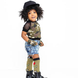 Camo Fingerless Gloves Camoflage Gear kids Adults