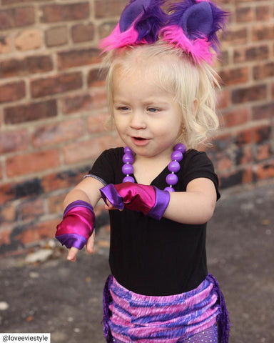 Rockstar Babe Pink & Purple Fingerless Gloves for kids boys girls unisex
