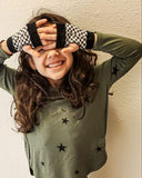 Checkerboard Fingerless Gloves for kids adults Checkerboard