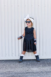 Black & White Mesh Lace Gloves for kids and Adults