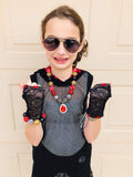 Queen of Hearts ❤ lace fingerless gloves for girls adults Red Queen