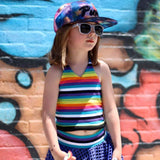 Rainbow Stripes Halter for Girls  Cover Up Neons Black