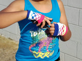 Gloves~ Rainbow Vans Checkerboard fingerless gloves for Kids and Adults