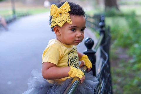 Little Girls Yellow Lace Fingerless Gloves EASTER