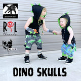 Skellysaur Kids Shorts with Dino Spikes and Tails