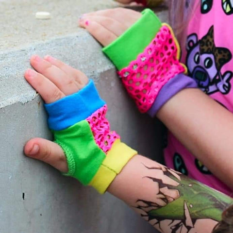 Summer Gloves~ Breeze Mesh Color Blocked fingerless gloves for Kids and Adults