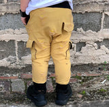 Mustard Cargo Pocket Harem Pants unisex kids
