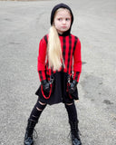 Grunge Holiday Hoodie Dress in Red and Black Buffalo Checks