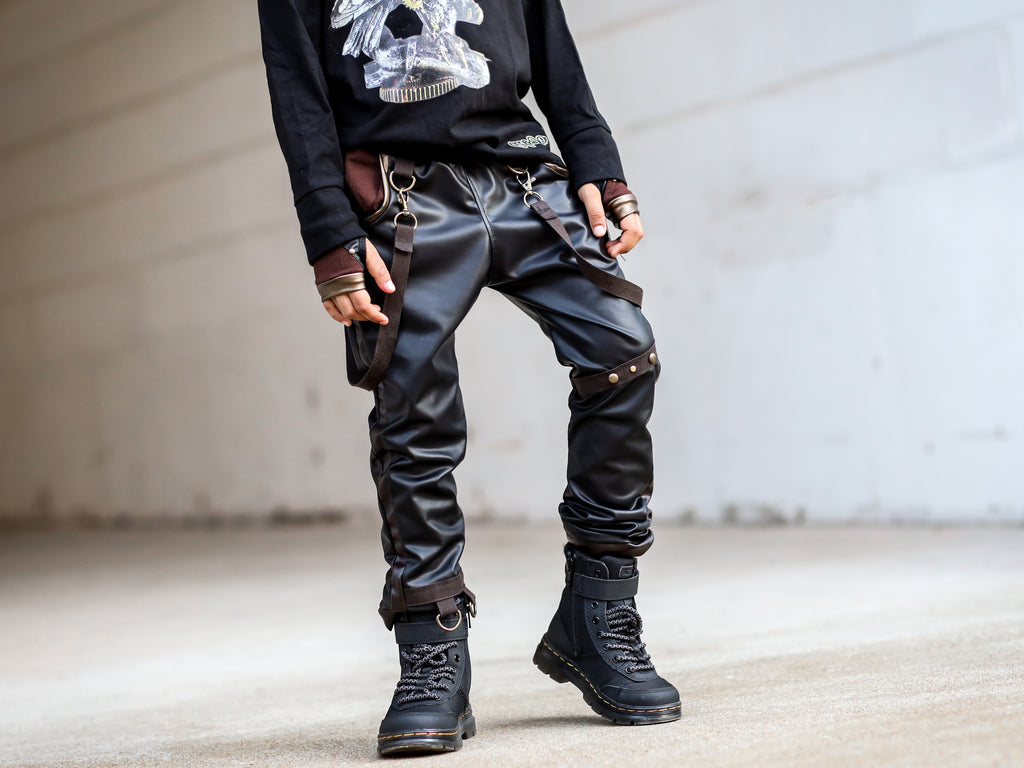 Punk Rave Australia K-241BK Mens Steampunk Black Leather Pants
