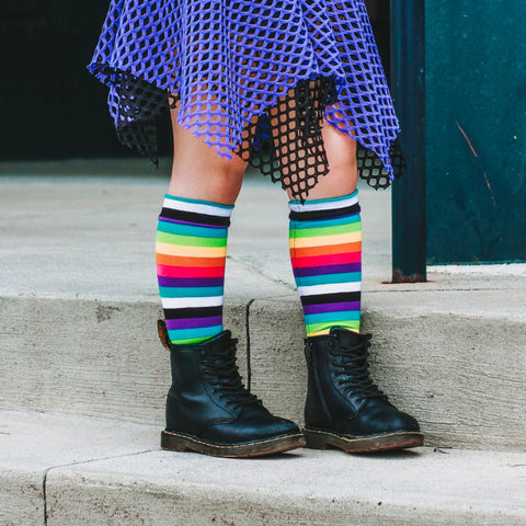 Rainbow Kids Stripe Knee Socks crew socks